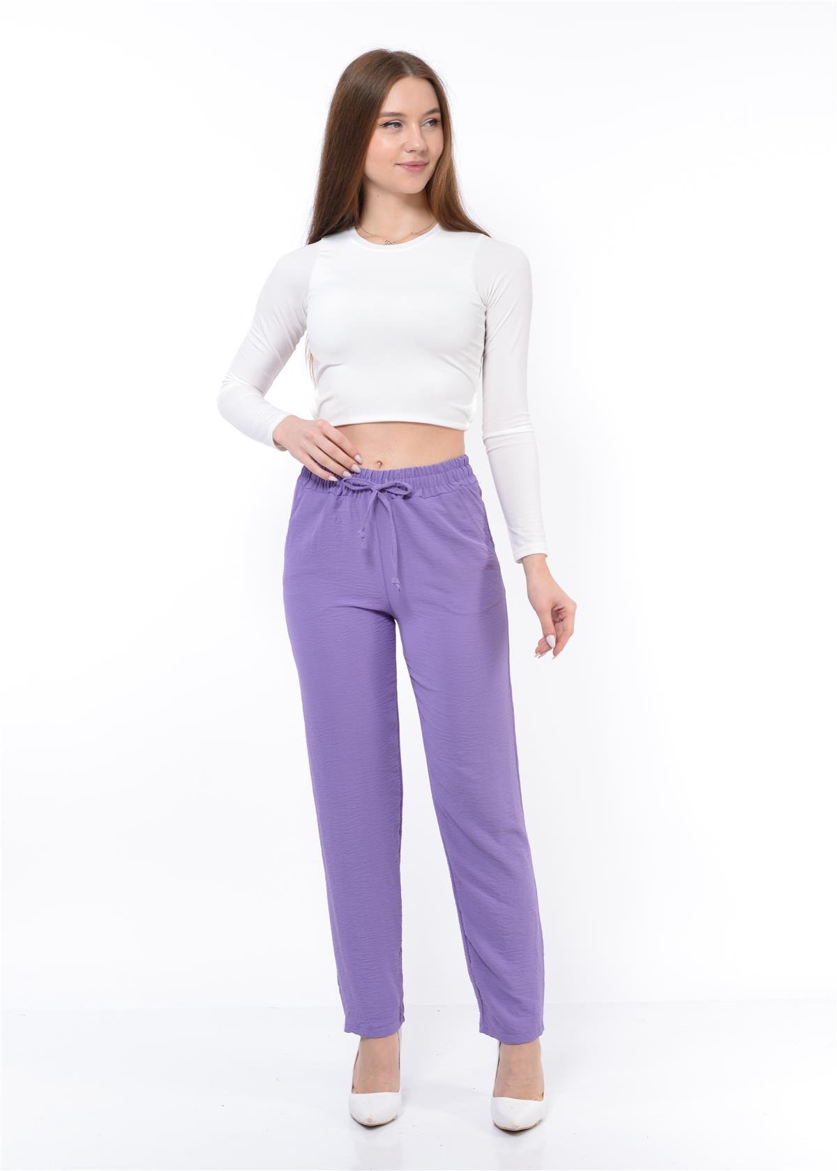 Kadın Beli Lastikli Aerobin Pantolon Lila