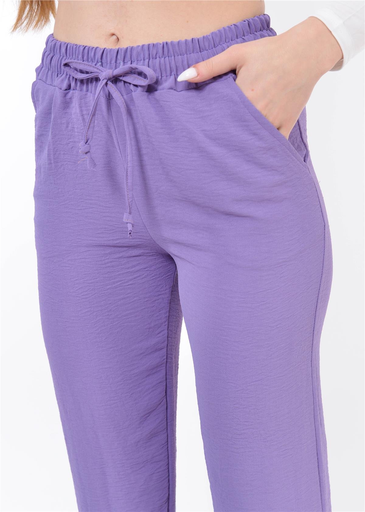 Kadın Beli Lastikli Aerobin Pantolon Lila