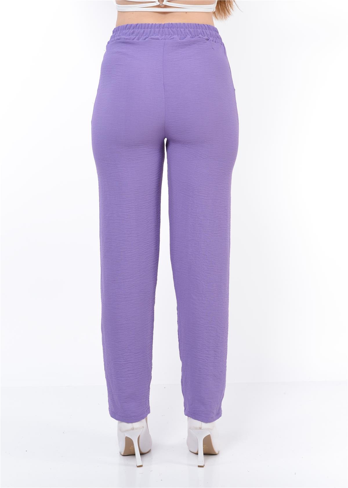 Kadın Beli Lastikli Aerobin Pantolon Lila