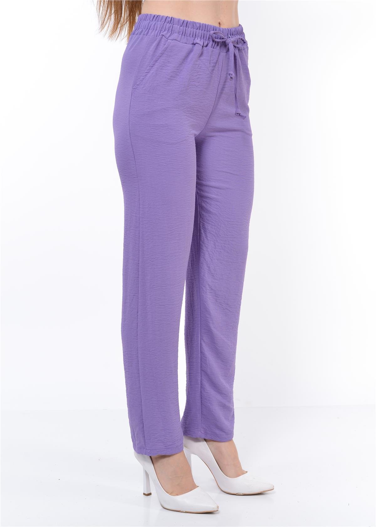 Kadın Beli Lastikli Aerobin Pantolon Lila