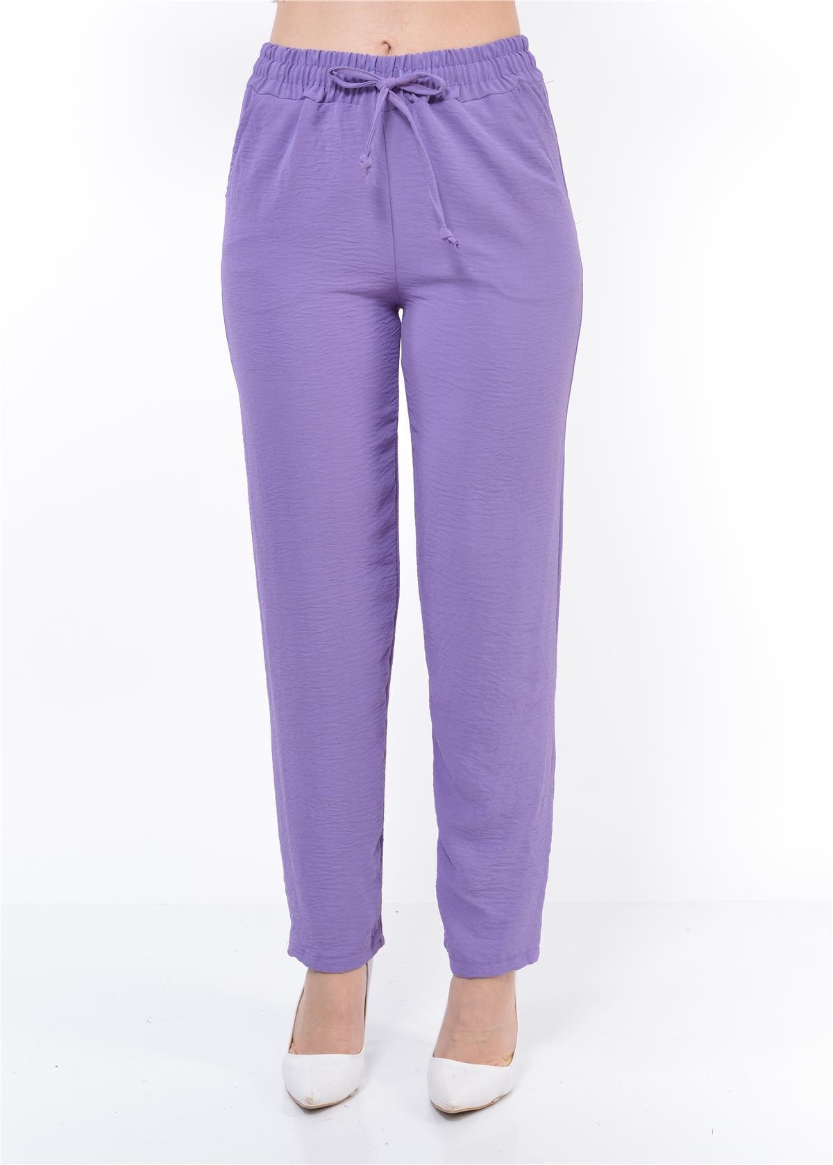 Kadın Beli Lastikli Aerobin Pantolon Lila