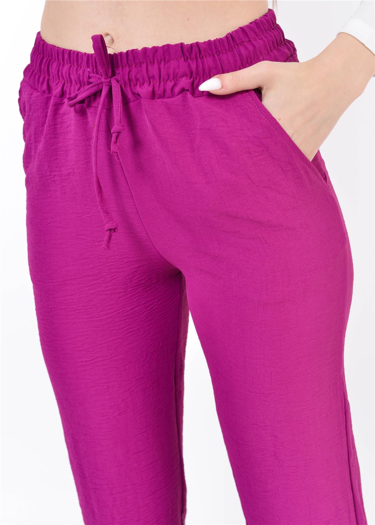Kadın Beli Lastikli Aerobin Pantolon Nar Çiçeği