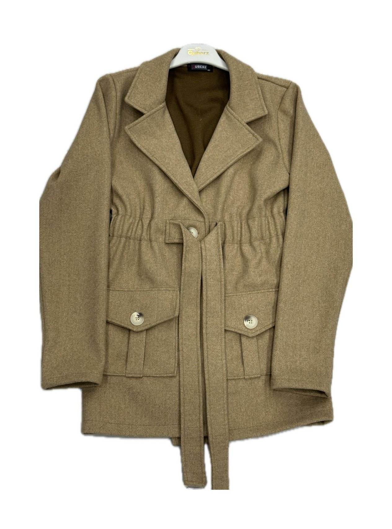 QUBERZ BELİ LASTİKLİ KISA KAŞE CAMEL