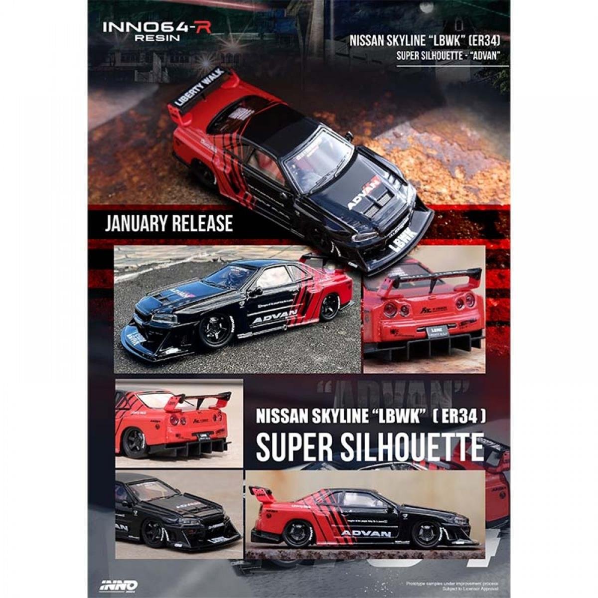 İNNO64 Resin* Nissan Skyline LBWK ER34 Super Silhouette Advan Livery
