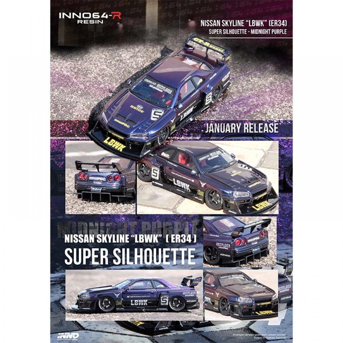 İNNO64 Resin* Nissan Skyline LBWK ER34 Super Silhouette Midnight Purple II