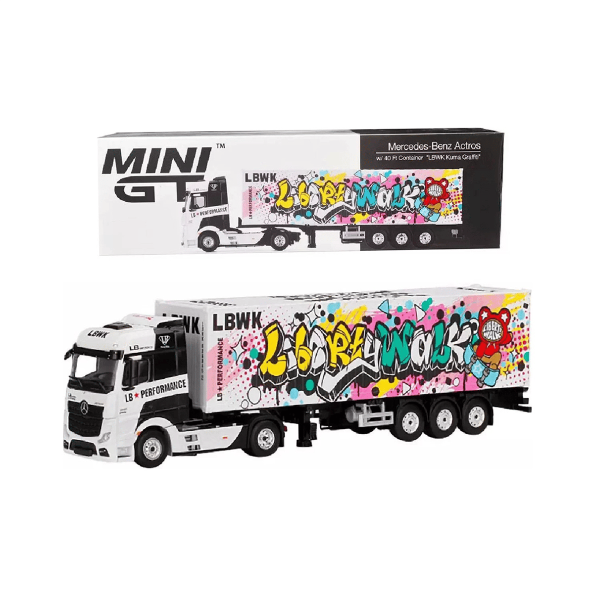 Mini GT Mercedes-Benz Actros w/ 40 ft Container "LBWK Kuma Graffiti" LHD