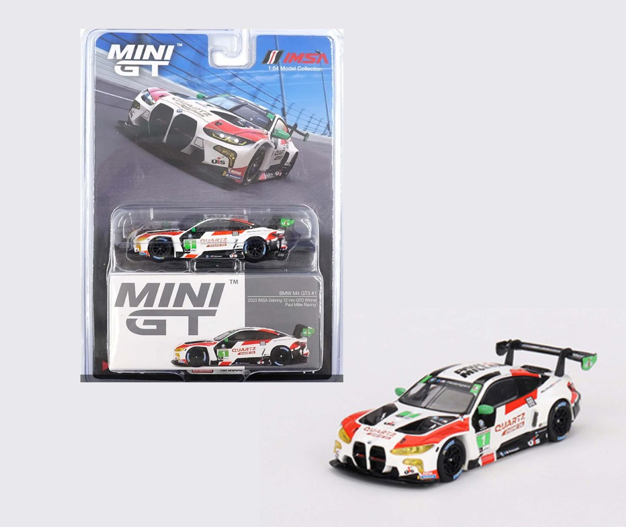 Mini GT Mijo Bmw M4 GT3 #1 2023 IMSA Sebring 12 Hrs GTD Winner Paul Miller Racing