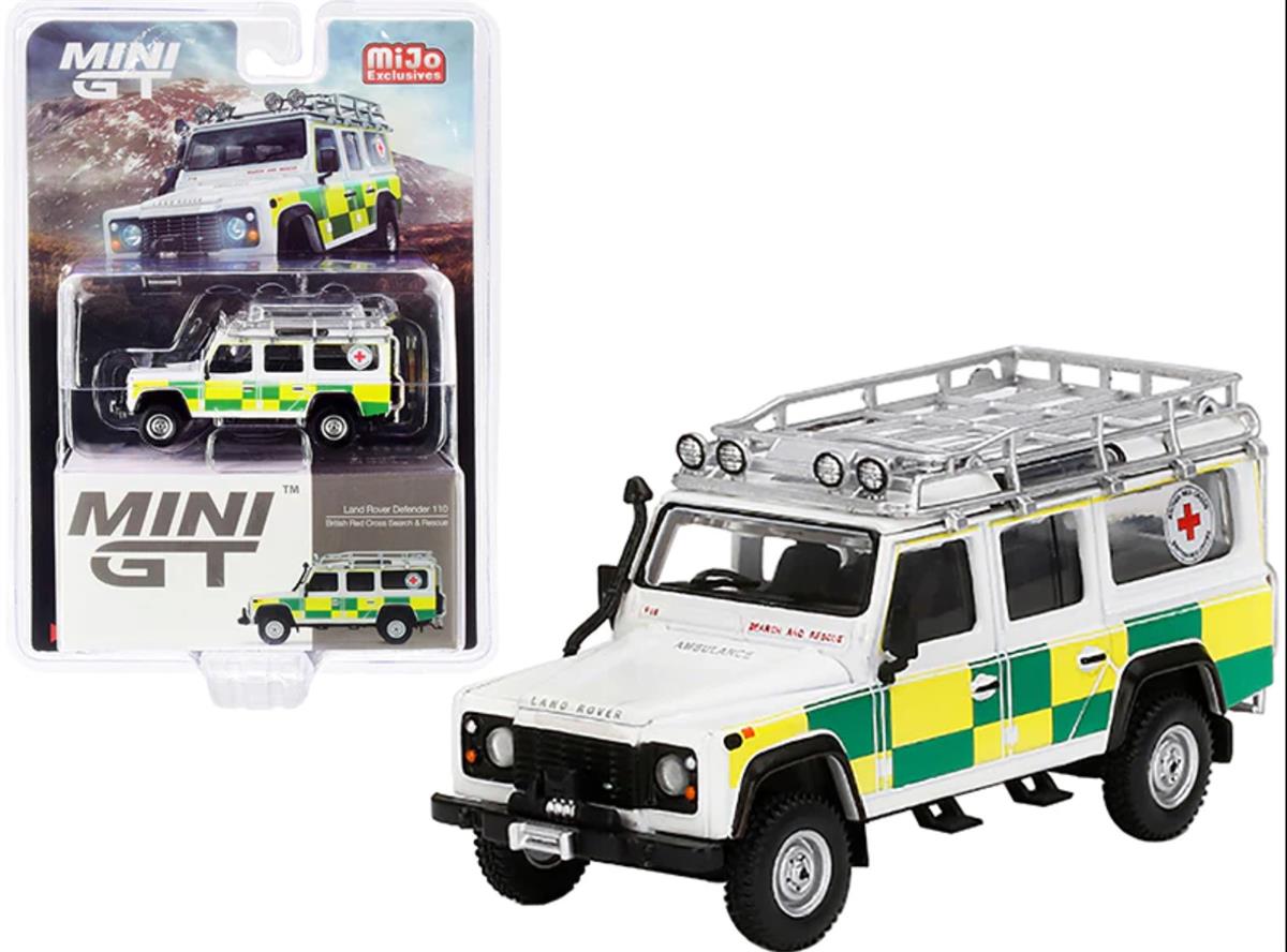 Mini GT Mijo Land Rover Defender 110 British Red Cross Search & Rescue