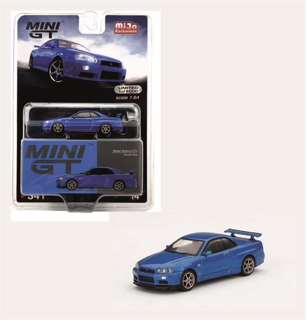 Mini GT Mijo Nissan Skyline GT-R (R34) V-Spec II Bayside Blue