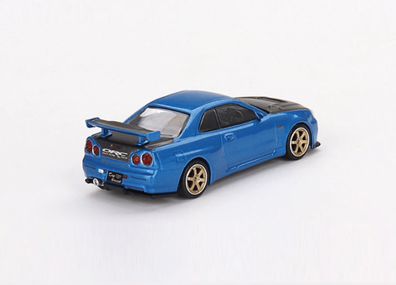Mini GT Nissan Skyline GT-R R34 Top Secret Bayside Blue rhd