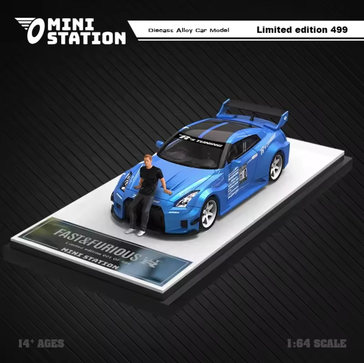 Mini Station Nissan R35 Fast and Furious Blue Figürlü