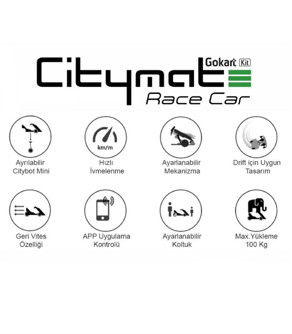 Citymate GoKart Kit Race Car Ninebot Mini Bluetooth Beyaz