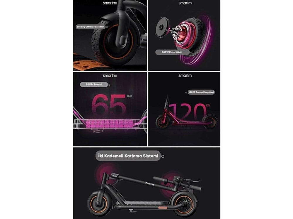NAVEE N65 500 Watt Elektrikli Scooter - Siyah