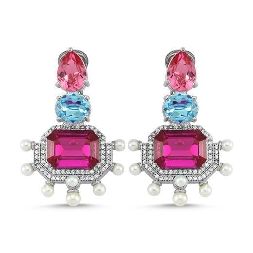 3 Renk Swarovski Mayorka İnci Küpe