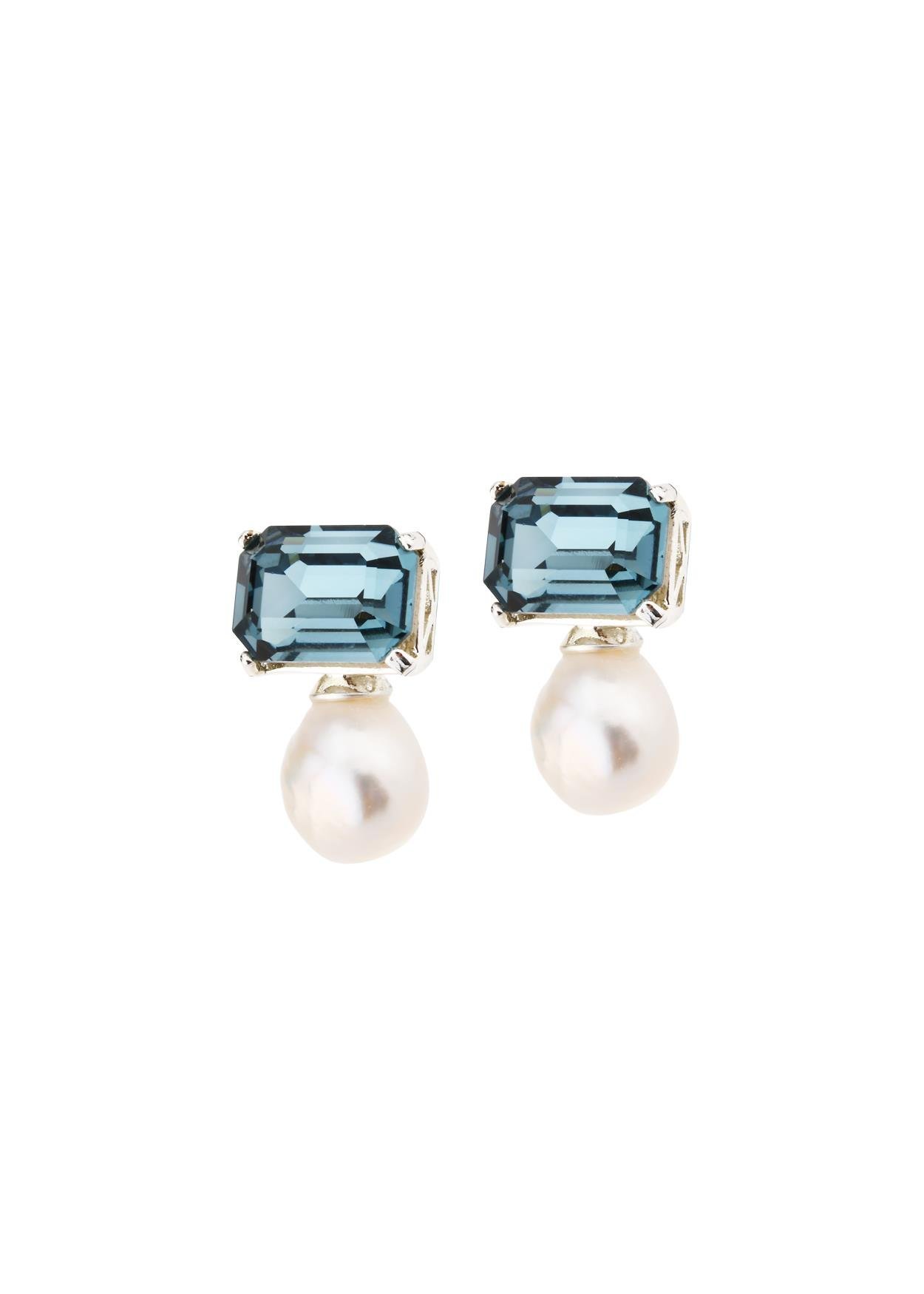 Baget Taşlı Swarovski Küpe - Turkuaz