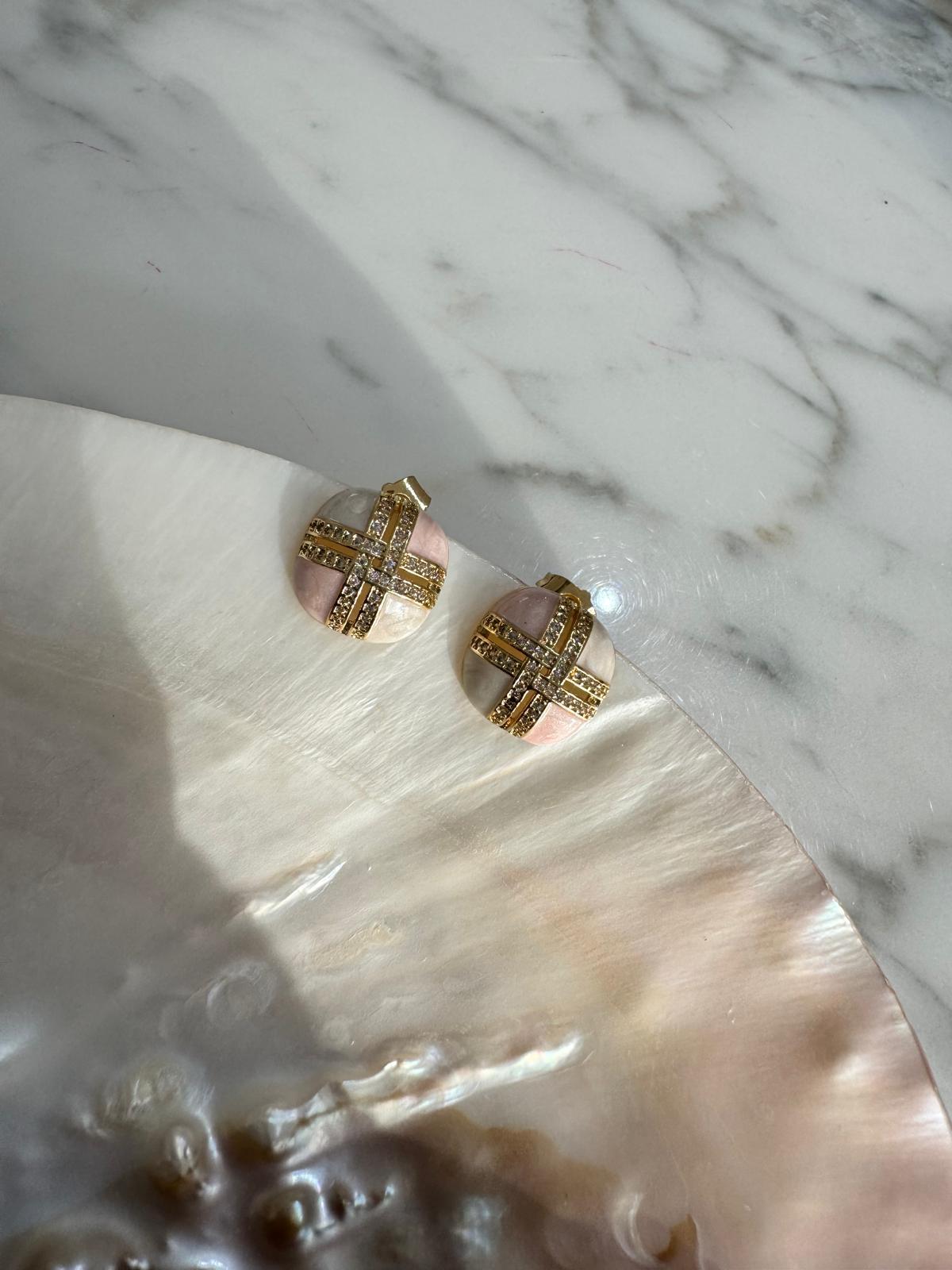 KARE PEMBE GOLD KÜPE