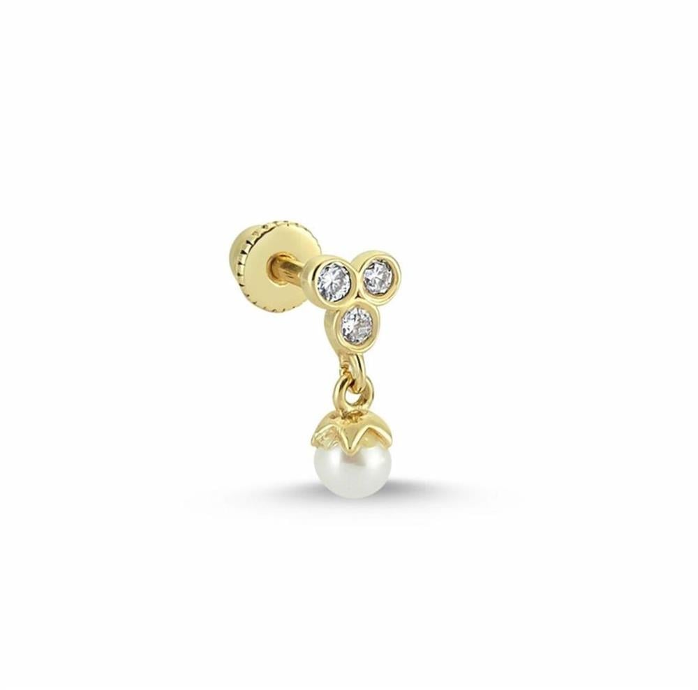 Üç Pırlanta İnci Piercing