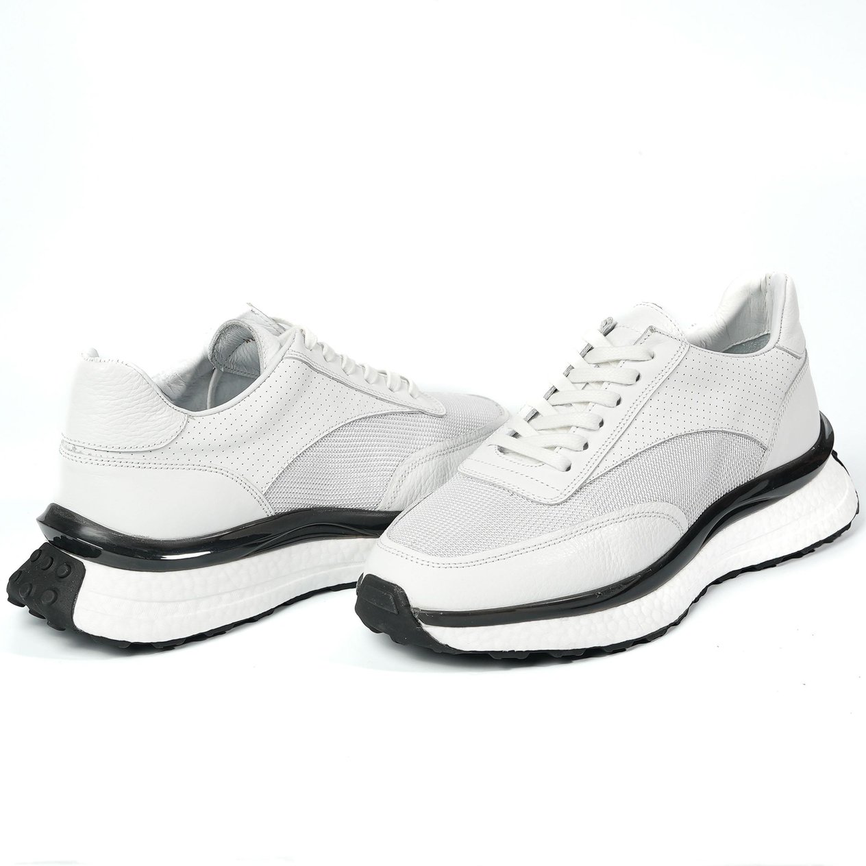 George Model Hakiki Deri El Yapımı Erkek Beyaz Sneaker