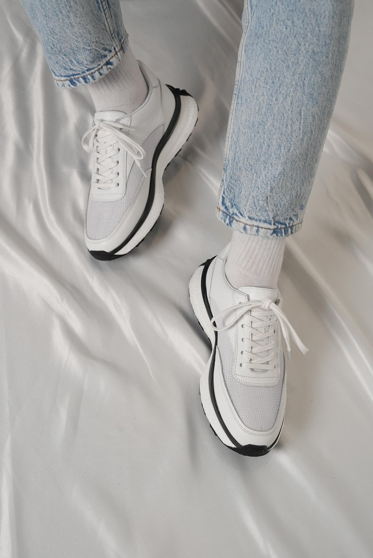 George Model Hakiki Deri El Yapımı Erkek Beyaz Sneaker