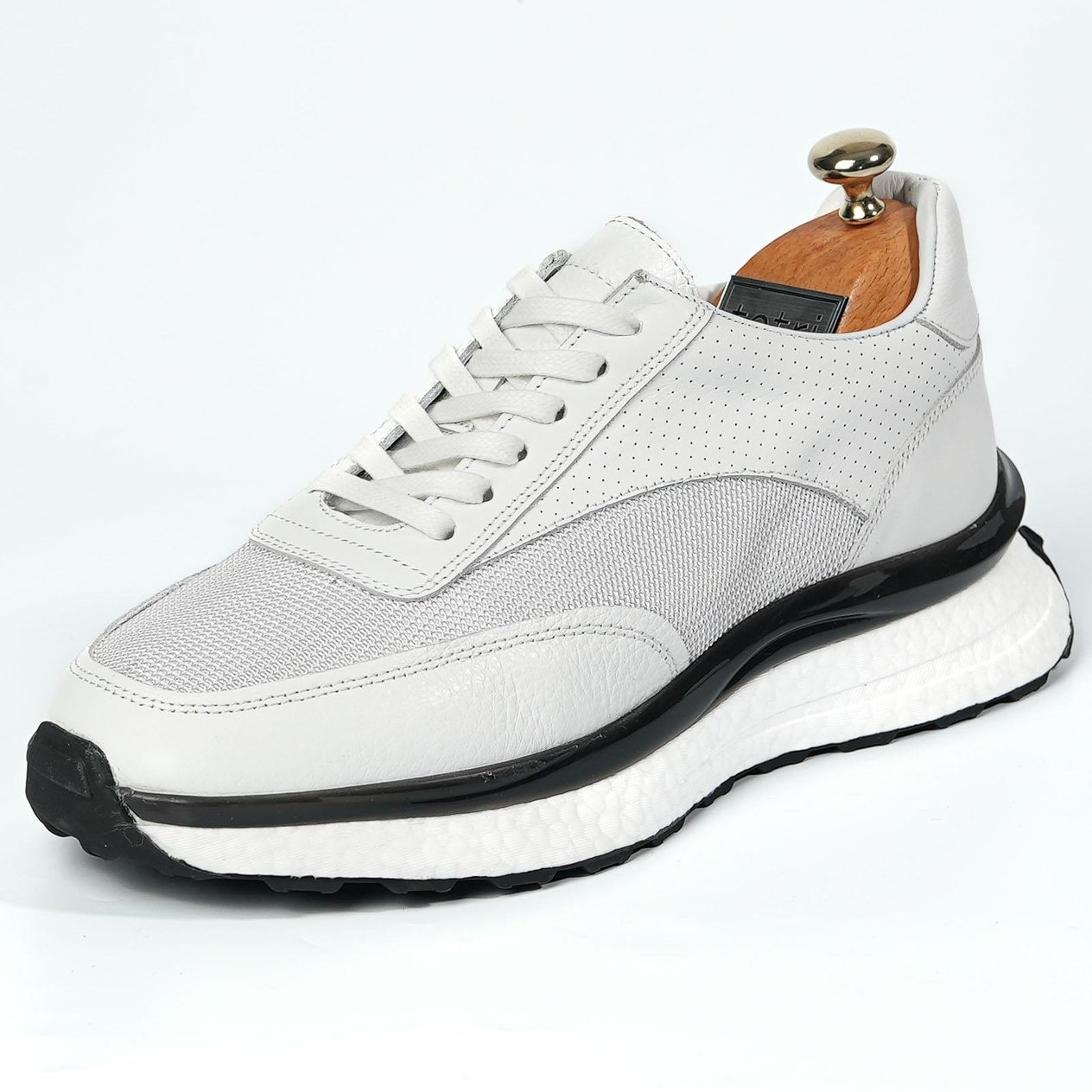 George Model Hakiki Deri El Yapımı Erkek Beyaz Sneaker