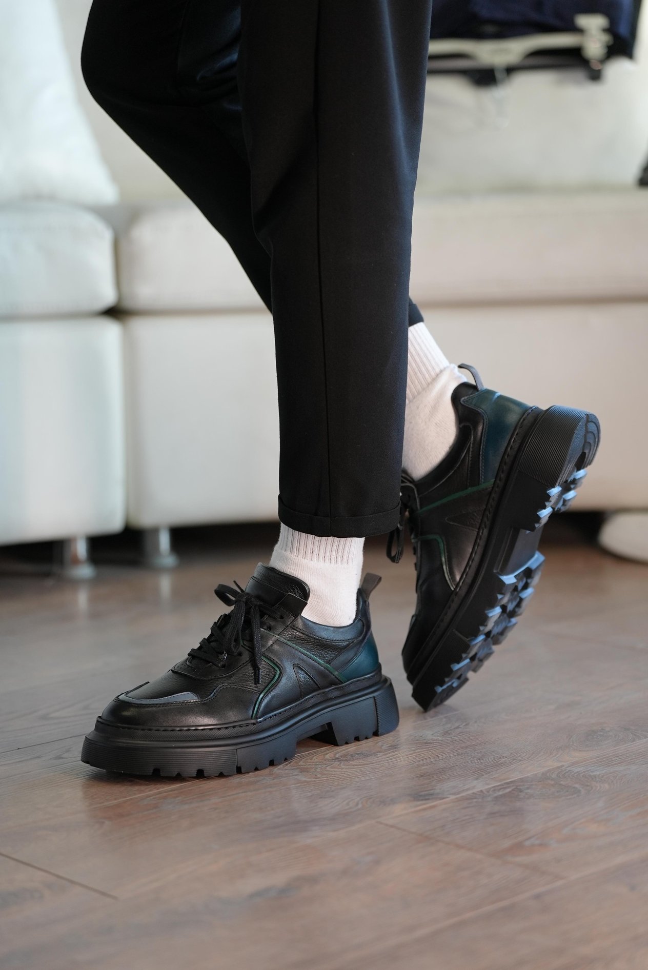 Grayton Model Gerçek Deri El Yapımı Erkek Siyah Sneaker Ayakkabı - Erkek Siyah Spor Ayakkabı
