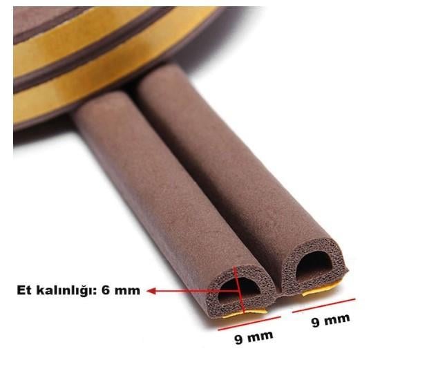 Contacall Bondit Çift Sarım Kauçuk Kapı ve Pencere Izolasyon Bandı Fitili 60x2 120 Metre Kahverengi