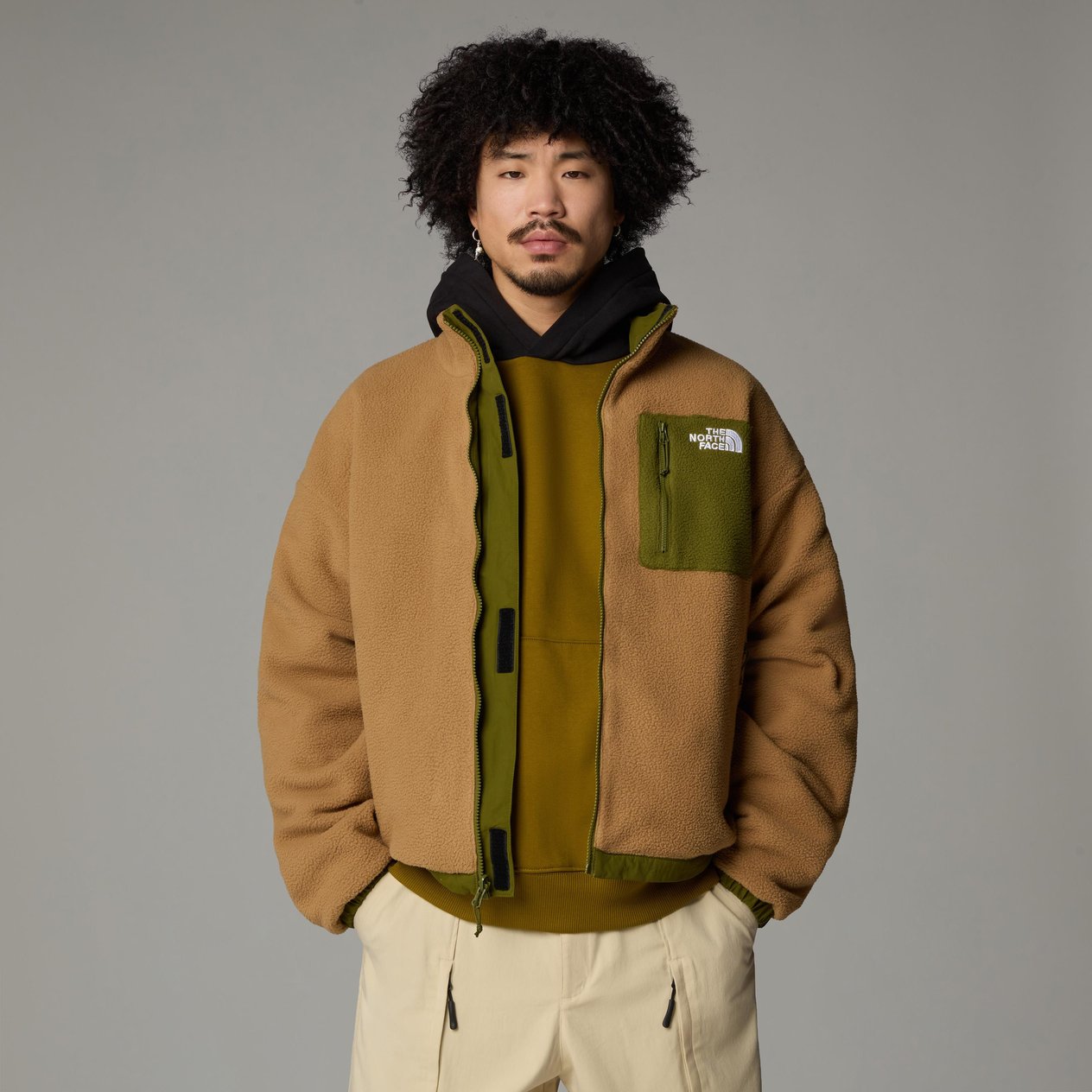 The North Face Yumiori Tam Boy Fermuarlı Erkek Polar Mont Kahverengi/Yeşil