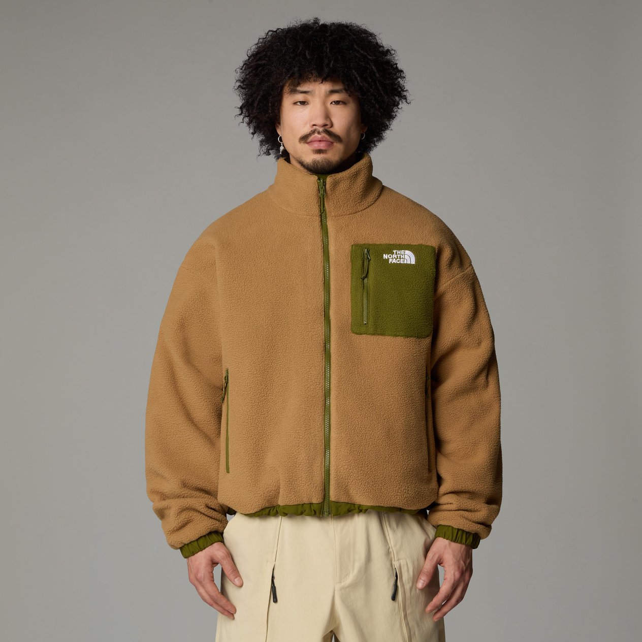 The North Face Yumiori Tam Boy Fermuarlı Erkek Polar Mont Kahverengi/Yeşil