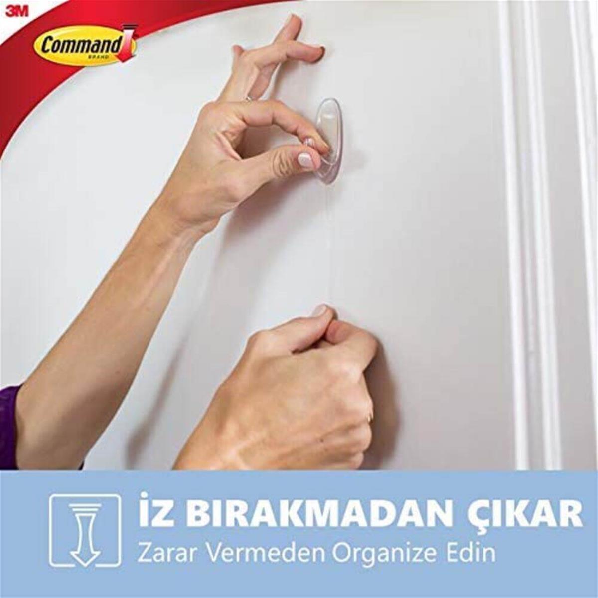 3M™ Command™ 17006CLR-CIS Mini Boy Şeffaf Askı, Max 225 gr (6 Askı + 8 Küçük Boy Cırt Bant)