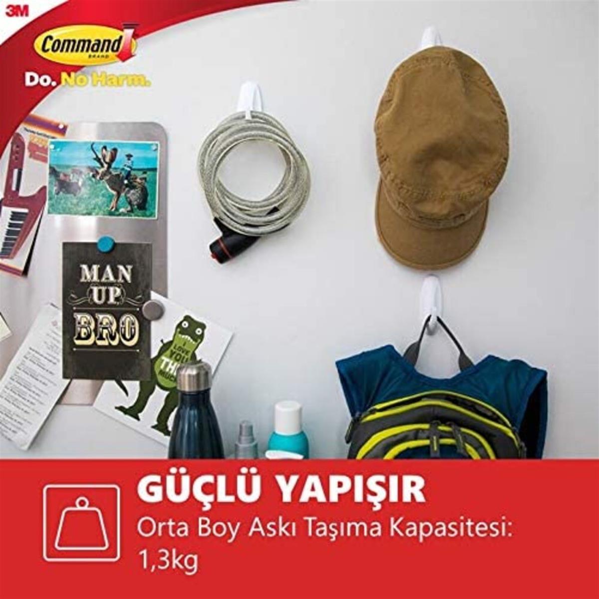 3M™ Command™ 17081-CIS Orta Boy Askı, Max 1,3 kg (2 Askı + 4 Orta Boy Cırt Bant)