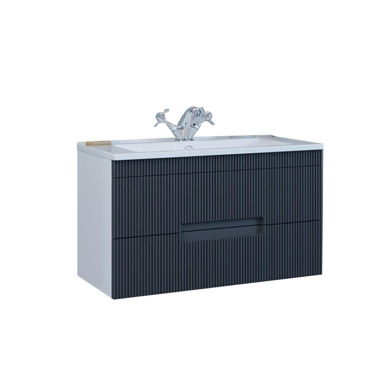 Denko Galata 75 cm MDF Antrasit Gri Banyo Dolabı Alt Modül ve Seramik Lavabo