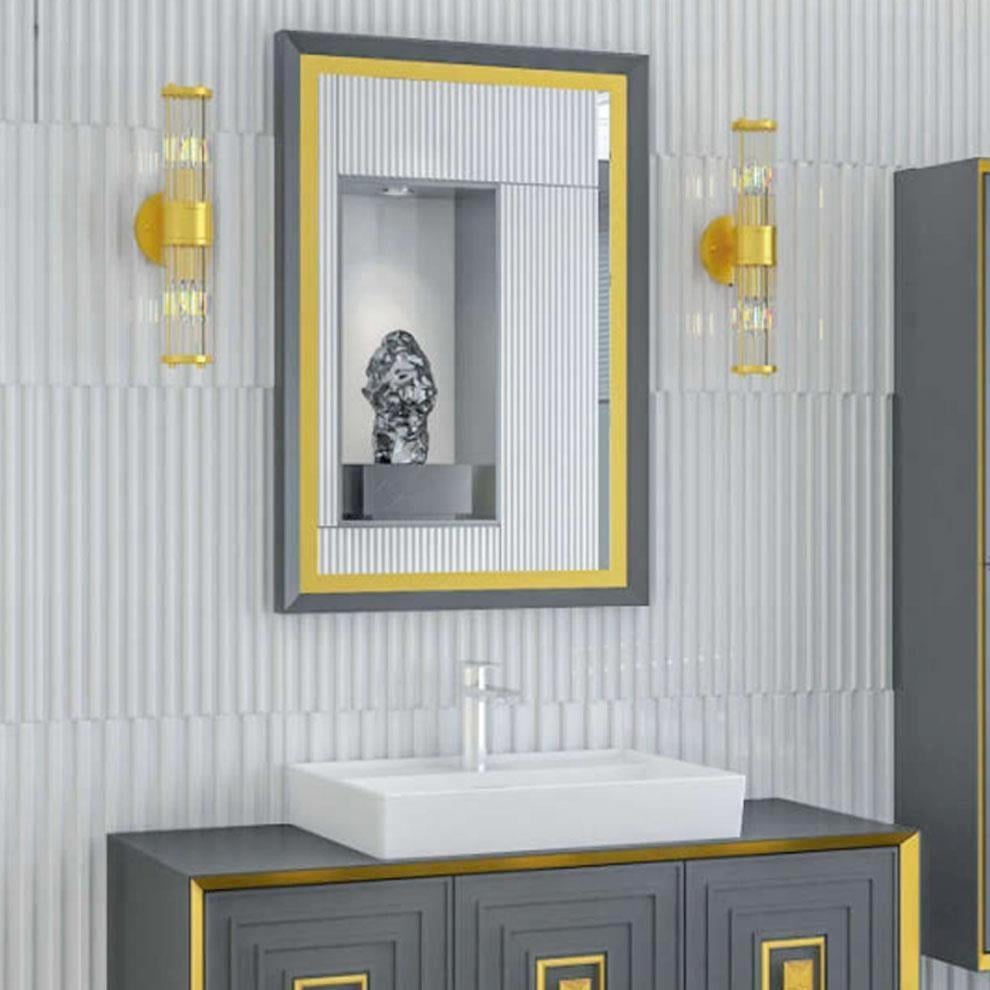 Denko Hazel 120 cm MDF Antrasit Gri Banyo Dolabı Aynalı Üst Modülü