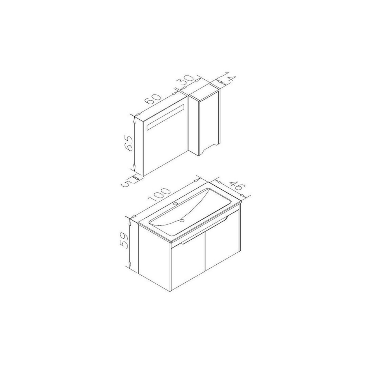 Orka Lago 100 cm MDF Beyaz Banyo Dolabı Takımı