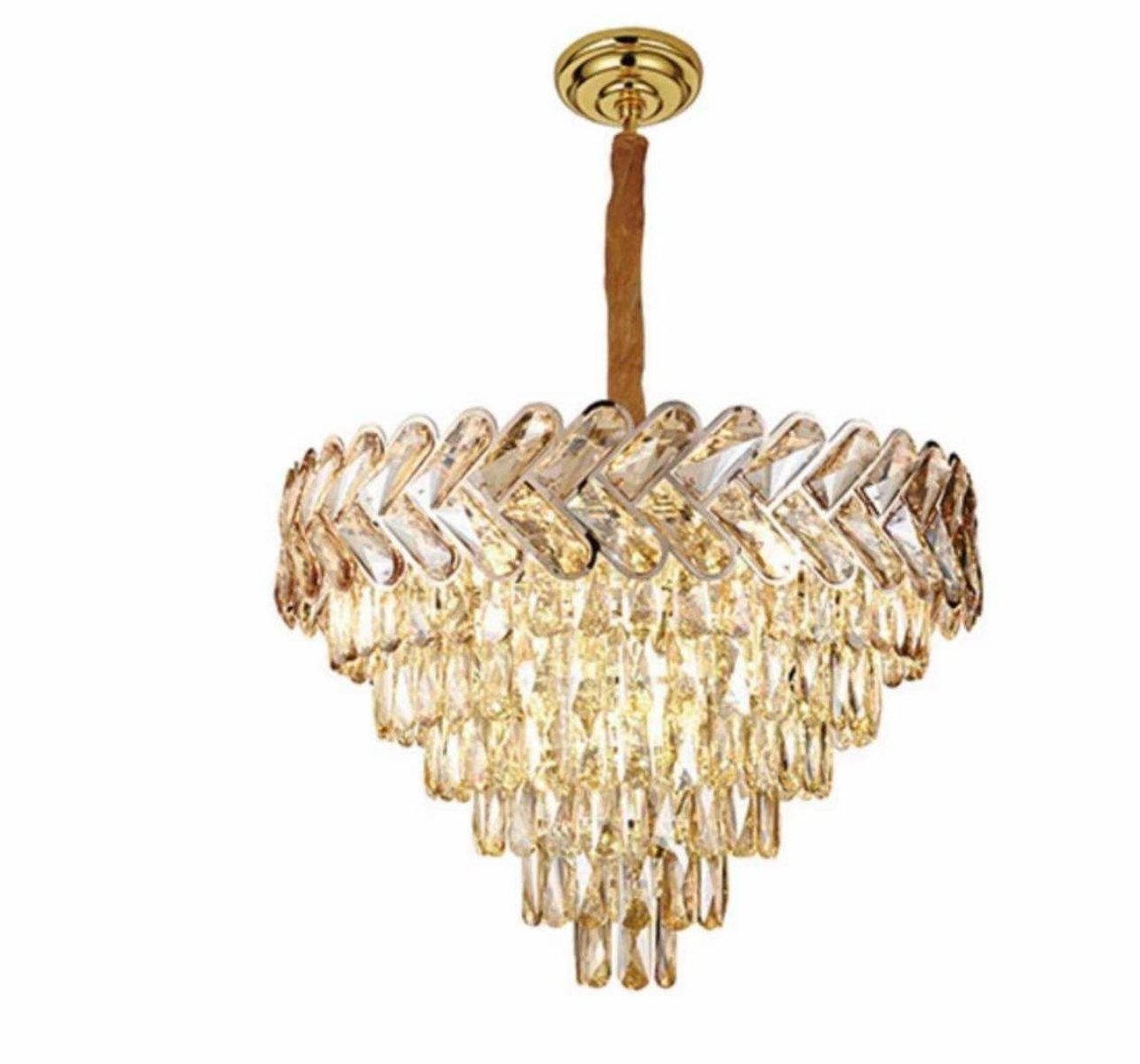 HBY-50 Cm Gold Kenar Taşlı Krom Avize 