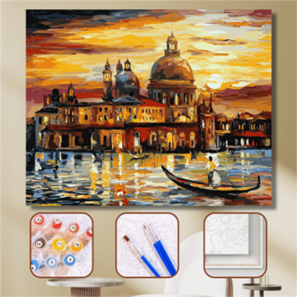 Sayılarla Boyama Seti Renkli Venedik Gezisi 50x65cm