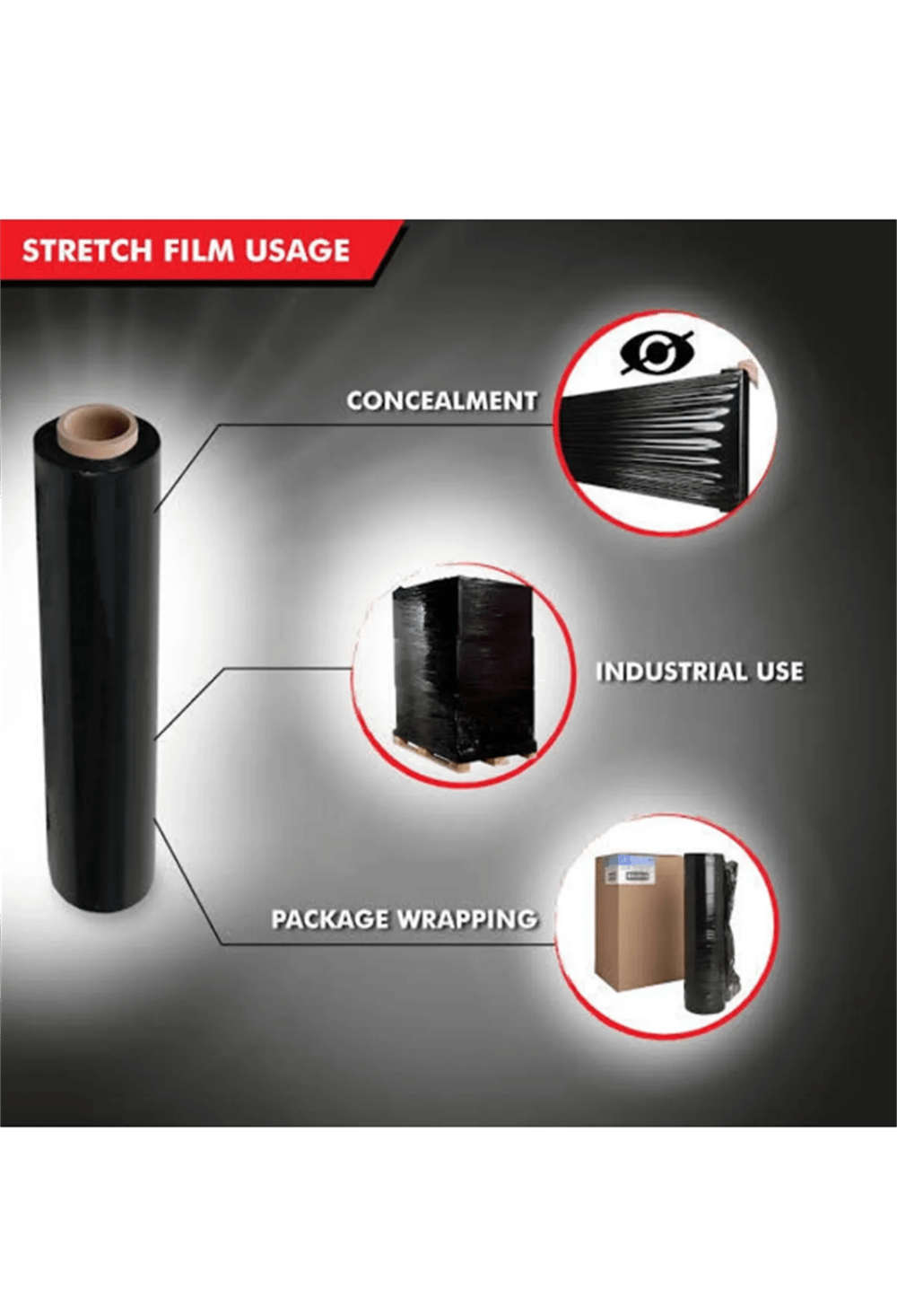 Siyah Streç Film 23 Mk 2 Kg 150 Mt 50 Cm