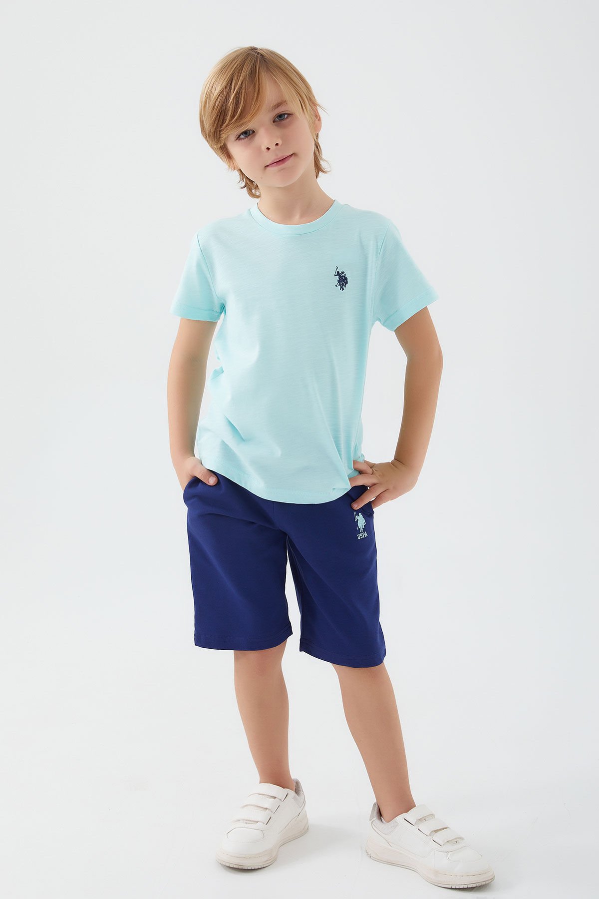 U.S. Polo Assn. Us1354-G V1 Erkek Çocuk Bermuda Takım Mint