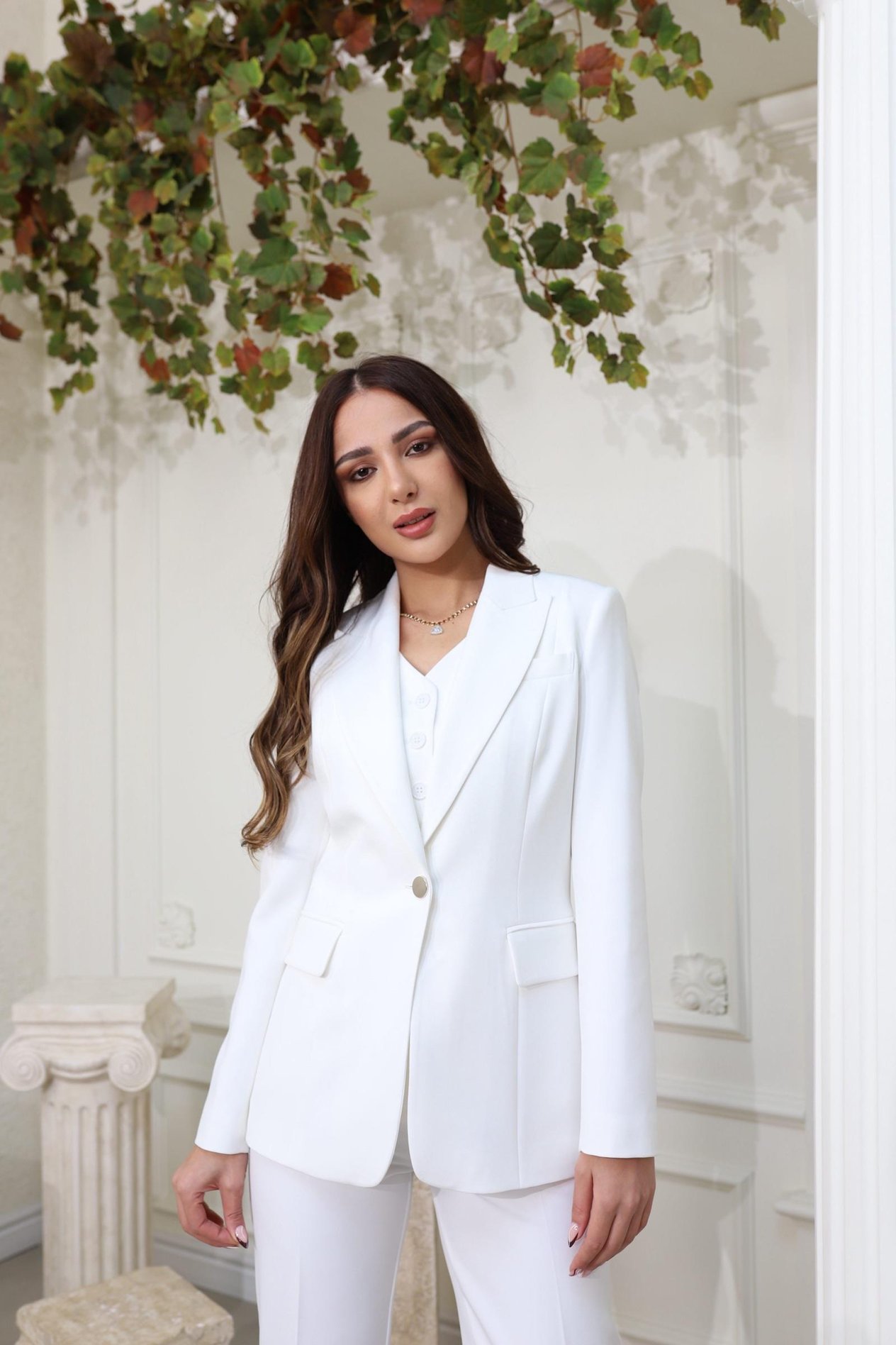 3'lü yelekli takım- BEYAZ