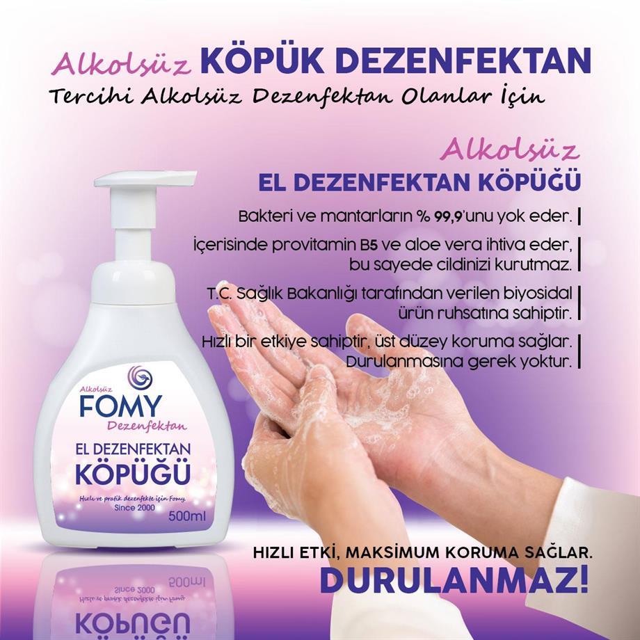 FOMY Köpük Dezenfektan Alkolsüz El ve Cilt Dezenfektan Köpüğü 500 ml
