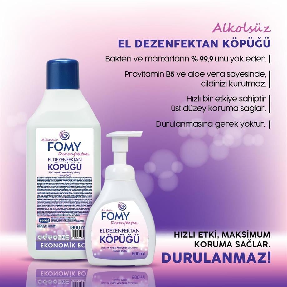 FOMY Köpük Dezenfektan Alkolsüz El ve Cilt Dezenfektan Köpüğü 500 ml