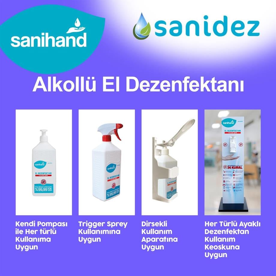 SANİDEZ Sanihand 1 Lt Alkollü El ve Cilt Dezenfektanı