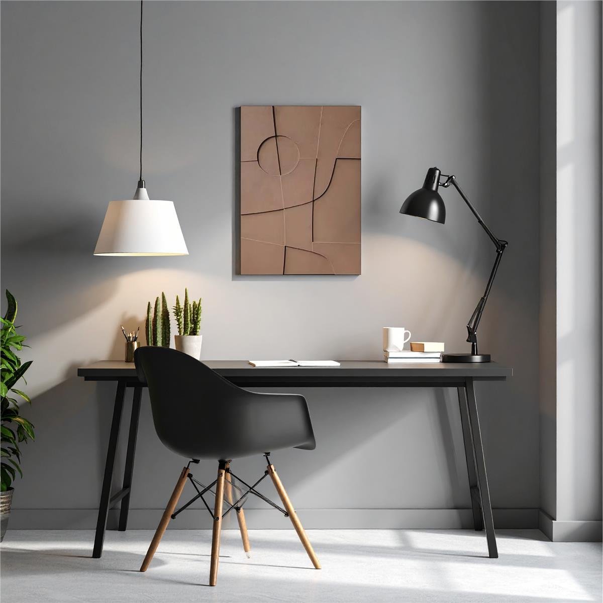 Geometric Life Alçı Tablo 60x40 cm Kiremit
