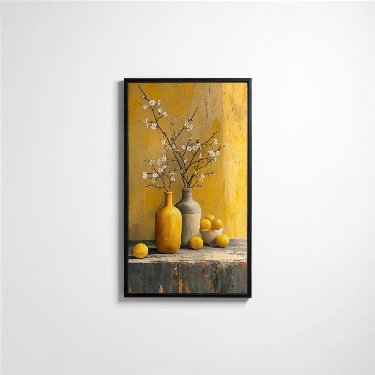 Beyaz Çiçekli Dallı Tablo 60x90 cm