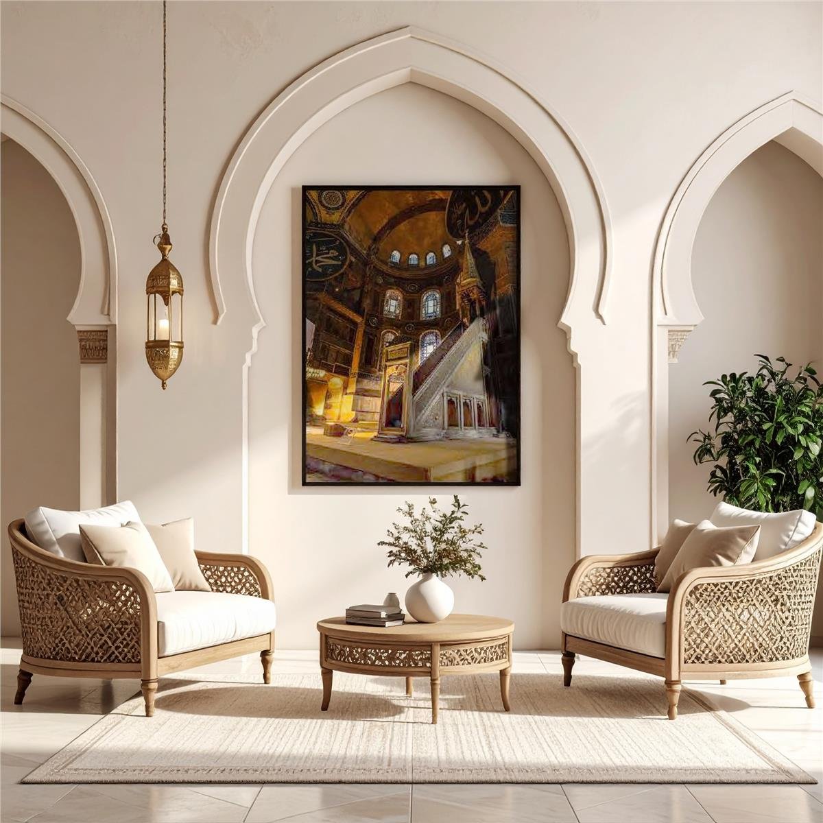 Mosque 75x105 Cm Canvas Tablo Gold