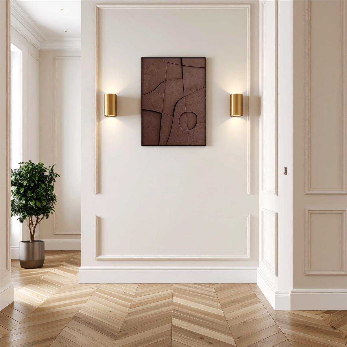 Geometric Life Alçı Tablo 60x40 cm Kahve