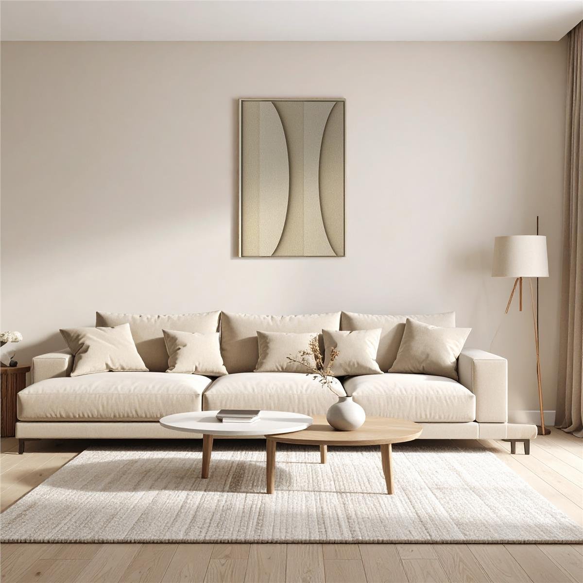 Geometric Star Alçı Tablo 70x100 cm Bej
