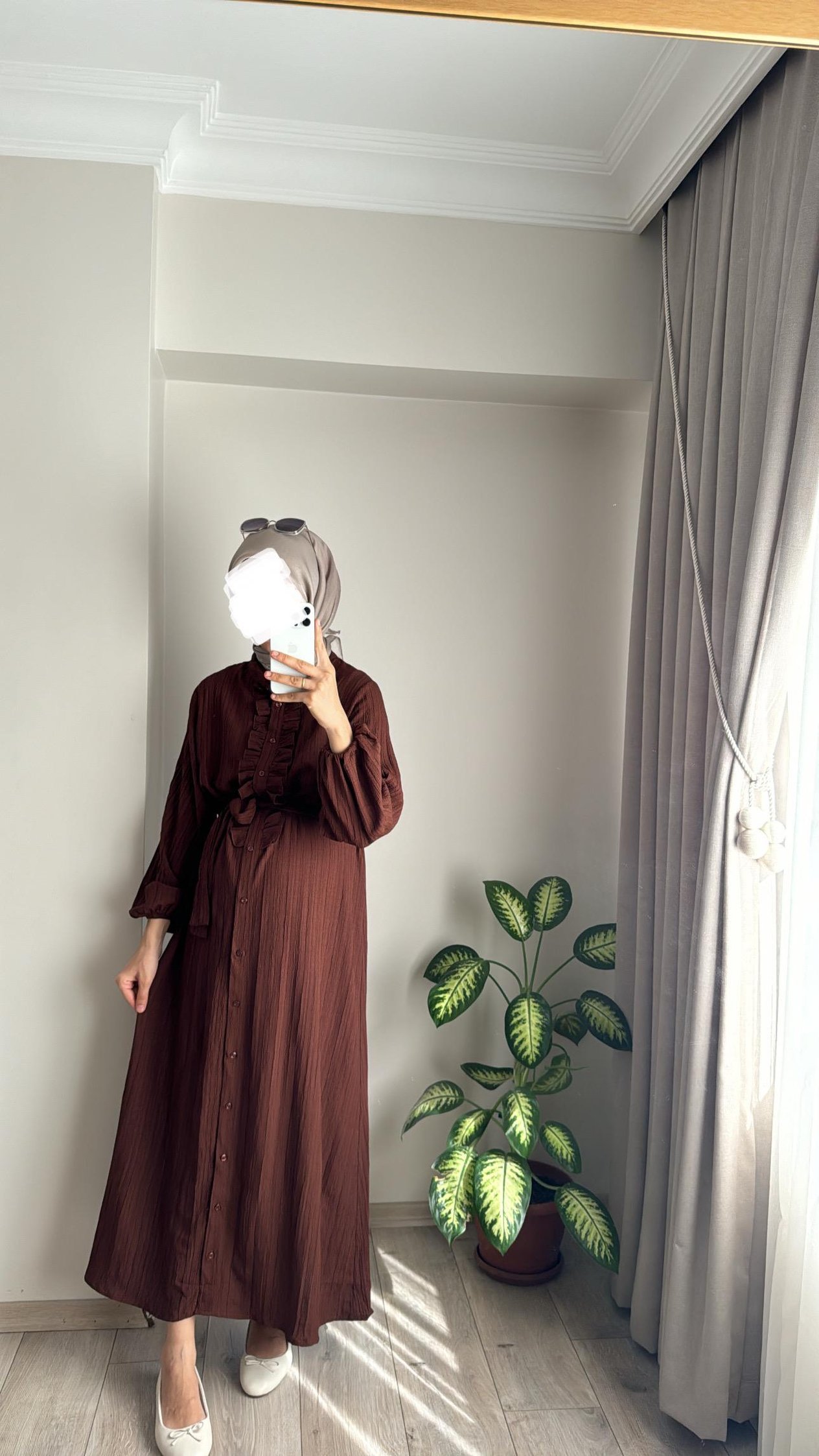 ZARİF ELBİSE KAHVE (KİREMİTE BENZER TON)