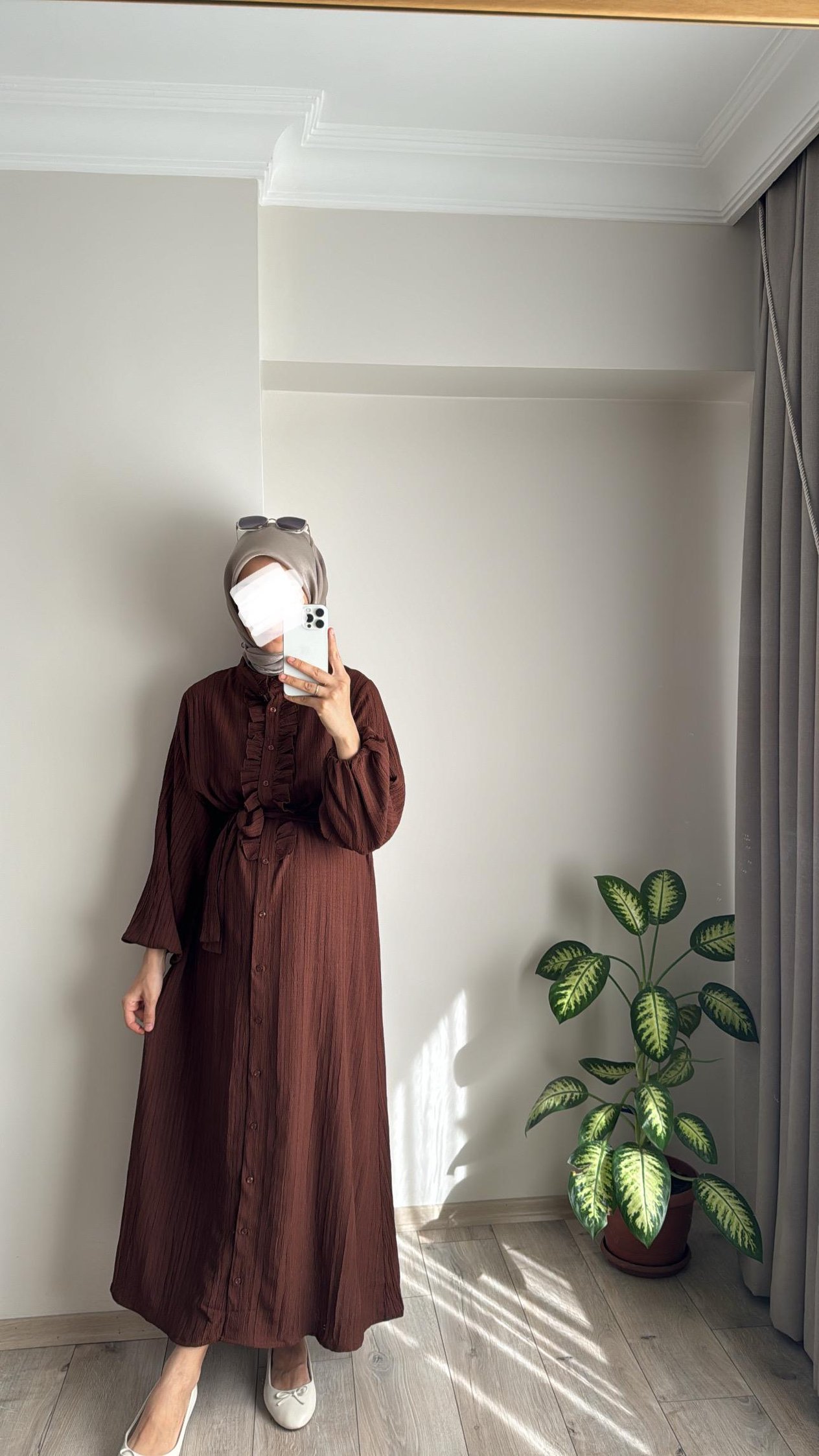 ZARİF ELBİSE KAHVE (KİREMİTE BENZER TON)