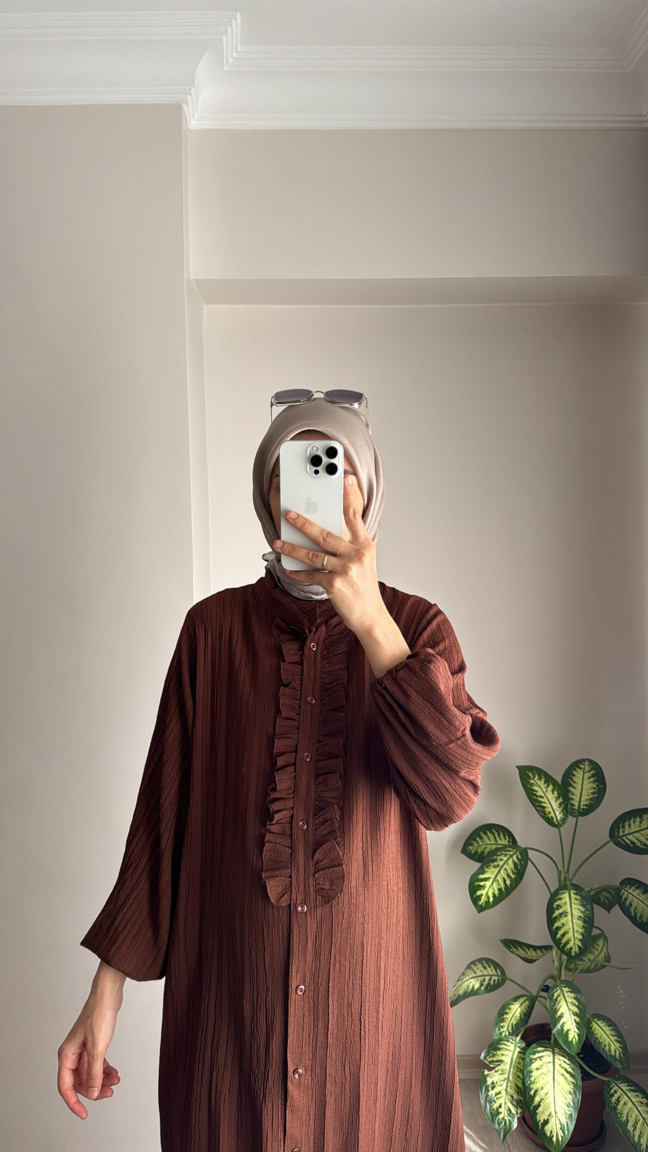 ZARİF ELBİSE KAHVE (KİREMİTE BENZER TON)