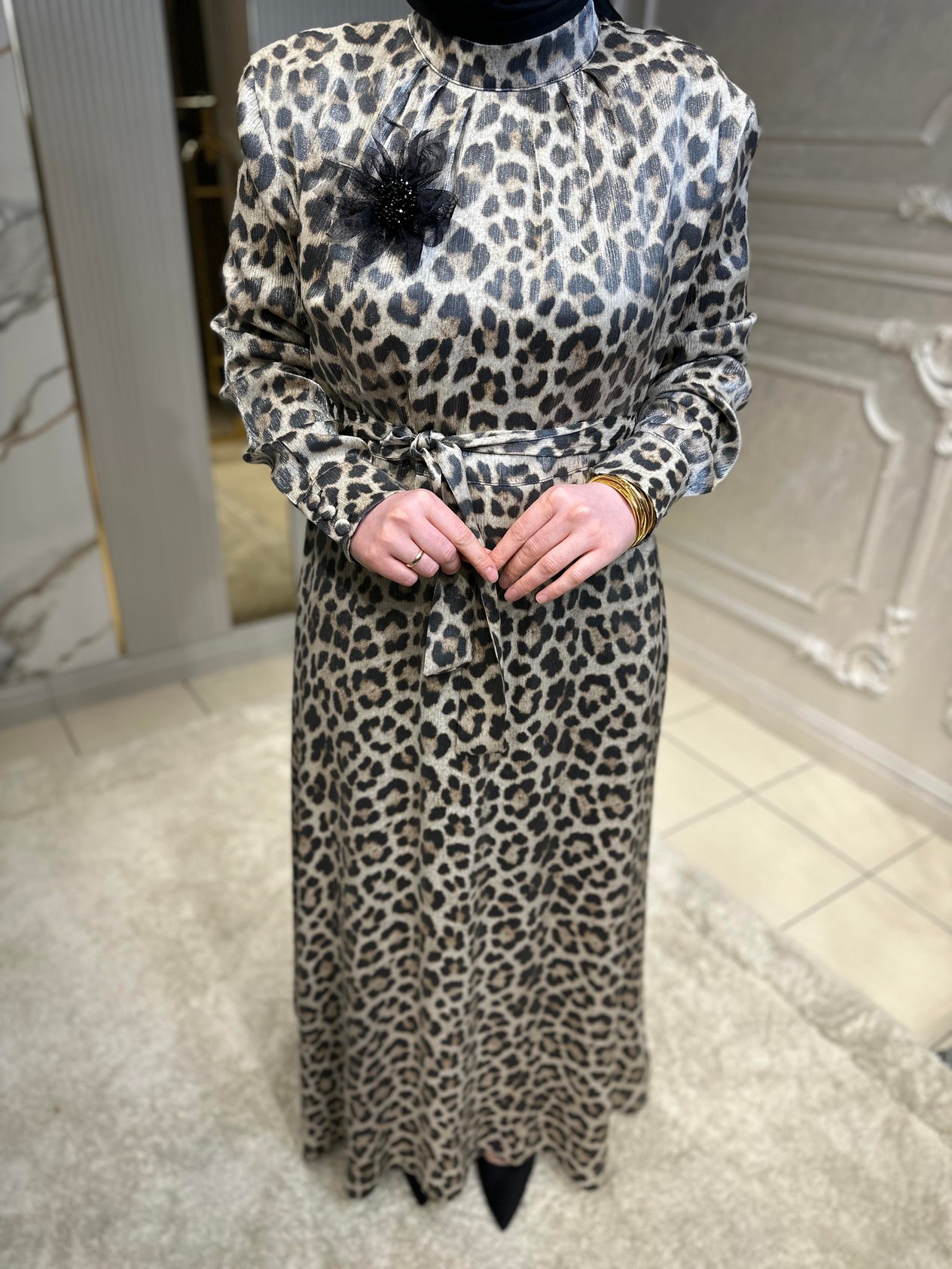 5025 Leopar Desen Elbise